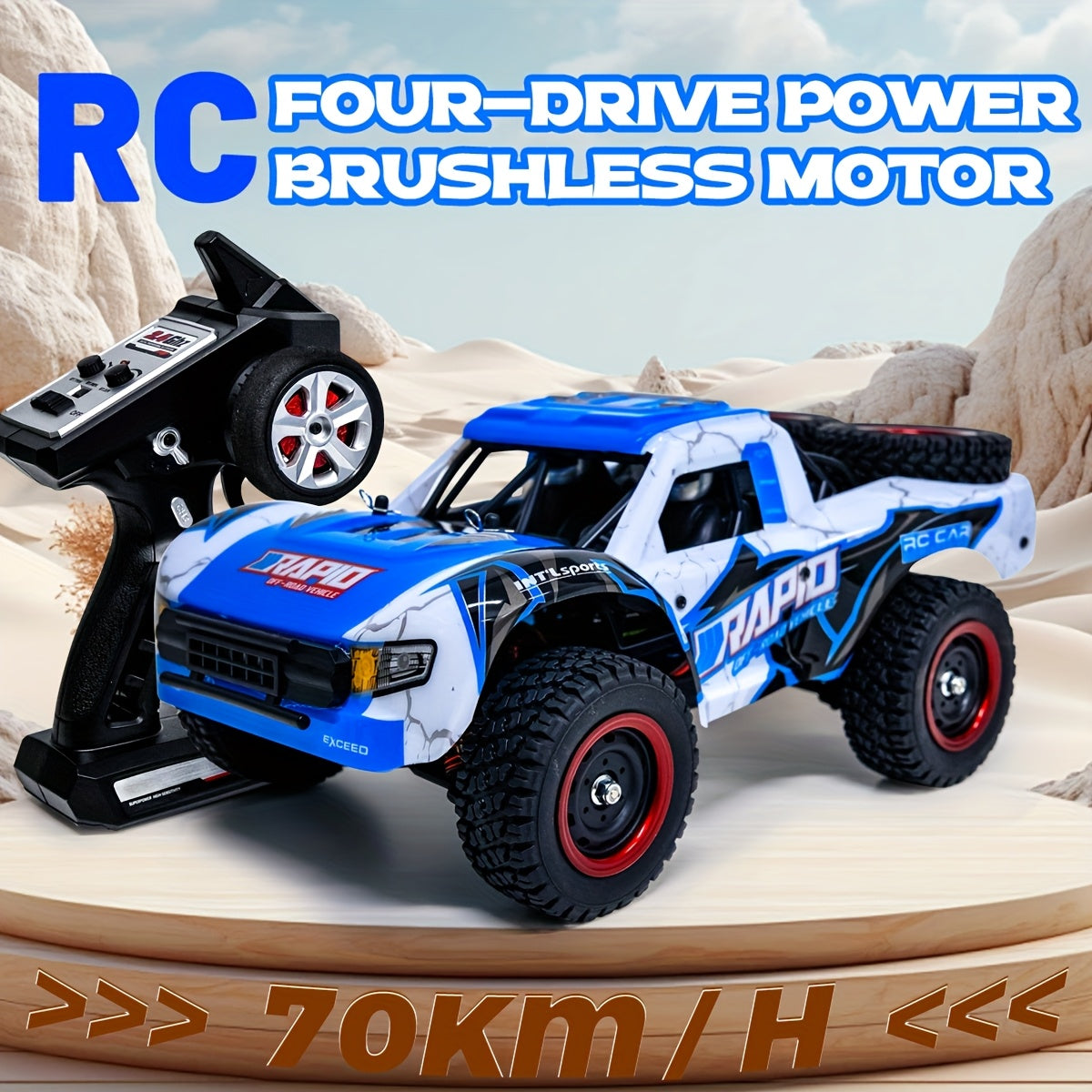High-Speed RC Off-Road Car 1:14 Scale 4WD, Brushless Motor PRO 50-70Km/h or Carbon Brush 38Km/h, Remote Control Truck for Kids Adults RC Enthusiasts