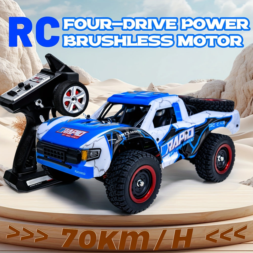 High-Speed RC Off-Road Car 1:14 Scale 4WD, Brushless Motor PRO 50-70Km/h or Carbon Brush 38Km/h, Remote Control Truck for Kids Adults RC Enthusiasts