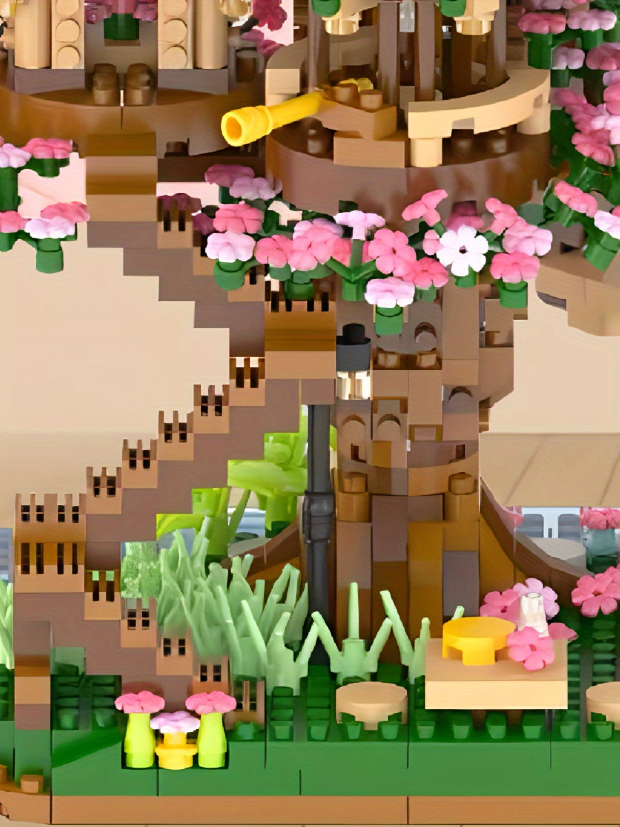 Sakura Cherry Blossom Tree House Building Blocks 2028 & 1020 Piece – DIY Mini Brick Assembly Set, Collectible Desk Decor Model for Home Display, Relaxing Gift for Teens Adults Boys Girls