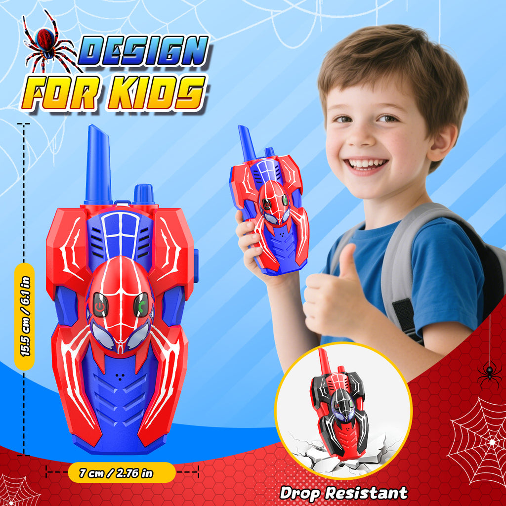 Kids Walkie Talkies 2-Pack Spider 2-Way Radio Toy for Boys Girls Ages 3-12 – Birthday Christmas Halloween Easter Back-to-School Gift