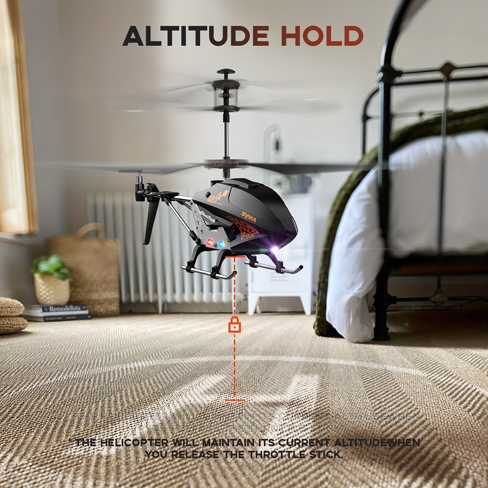 RC Helicopter Altitude Hold One-Key Takeoff Landing 3.5CH Gyro Stabilizer Indoor Flying Toy Alloy Frame Kids Boys Girls Ages 8-12 Birthday Christmas Valentine Gift