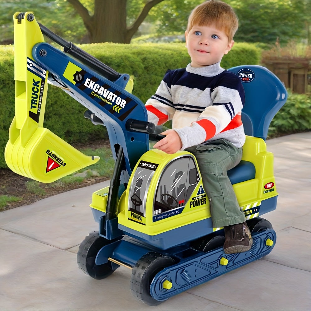 Ride On Construction Truck for Kids Ages 3-6 Large Engineering Vehicle Toy with Safety Bumpers - Manual Powered Indoor Outdoor Beach Play - Birthday Christmas Gift for Boys Girls