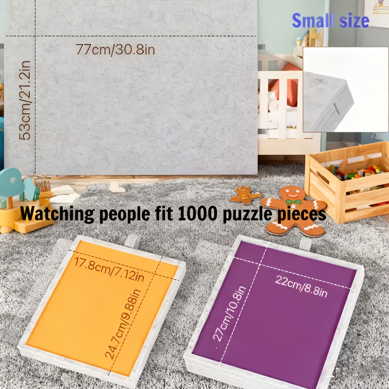 Felt Puzzle Board with 6 Colored Drawers & Tilting Stand – Portable 1000 & 1500 Piece Puzzle Table with 2-in-1 Bracket Cover for Adults