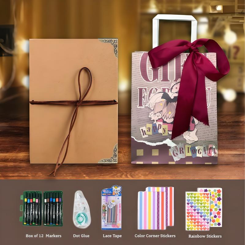 Accordion Scrapbook Album, 99+ Inch Fold Out DIY Memory Book with Kraft or Black Paper Options for Anniversary, Wedding, Travel and Graduation Gifts
