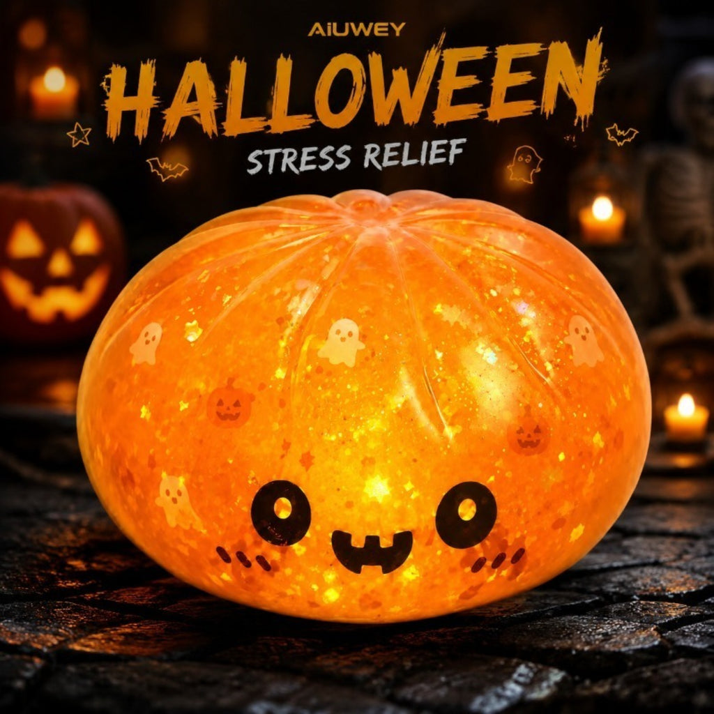 Glow in the Dark Squishy Toy Set 9pcs Halloween – Slow Rise Squeeze Stress Relief Dumpling Steamer Sensory Party Favor Kit Spooky Gift for Kids Adults