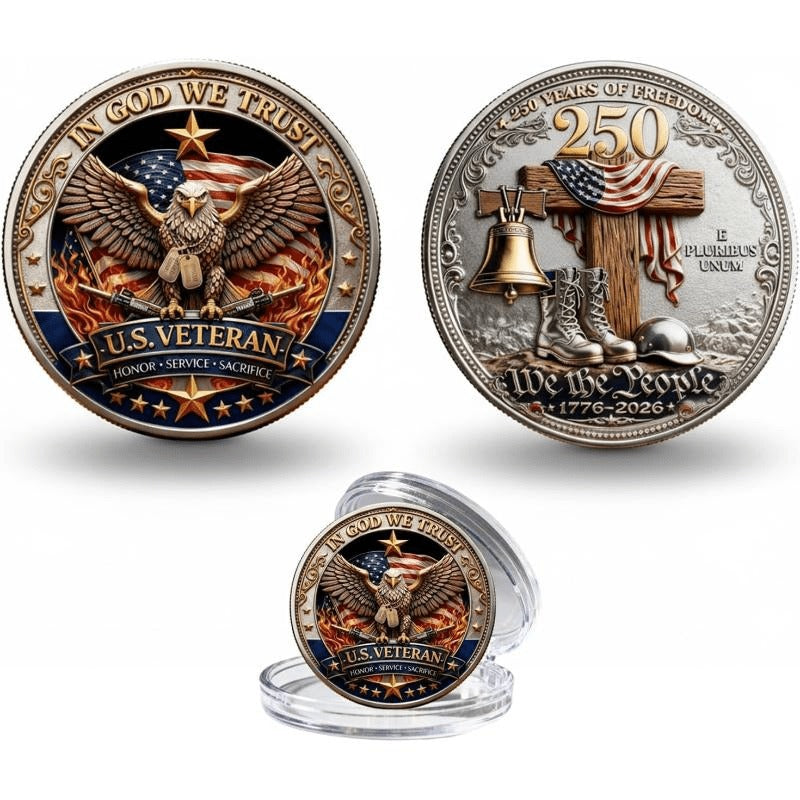 USA Commemorative Coin 250th Anniversary 10 Pack 1776-2026 – Double-Sided High Relief Challenge Coin American Freedom Token Patriotic Gift for Veterans Collectors