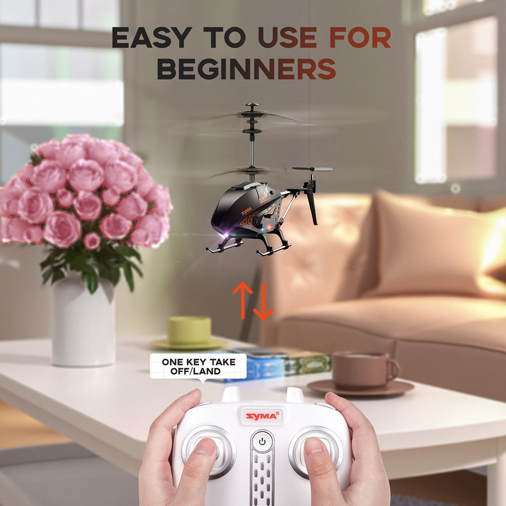RC Helicopter Altitude Hold One-Key Takeoff Landing 3.5CH Gyro Stabilizer Indoor Flying Toy Alloy Frame Kids Boys Girls Ages 8-12 Birthday Christmas Valentine Gift