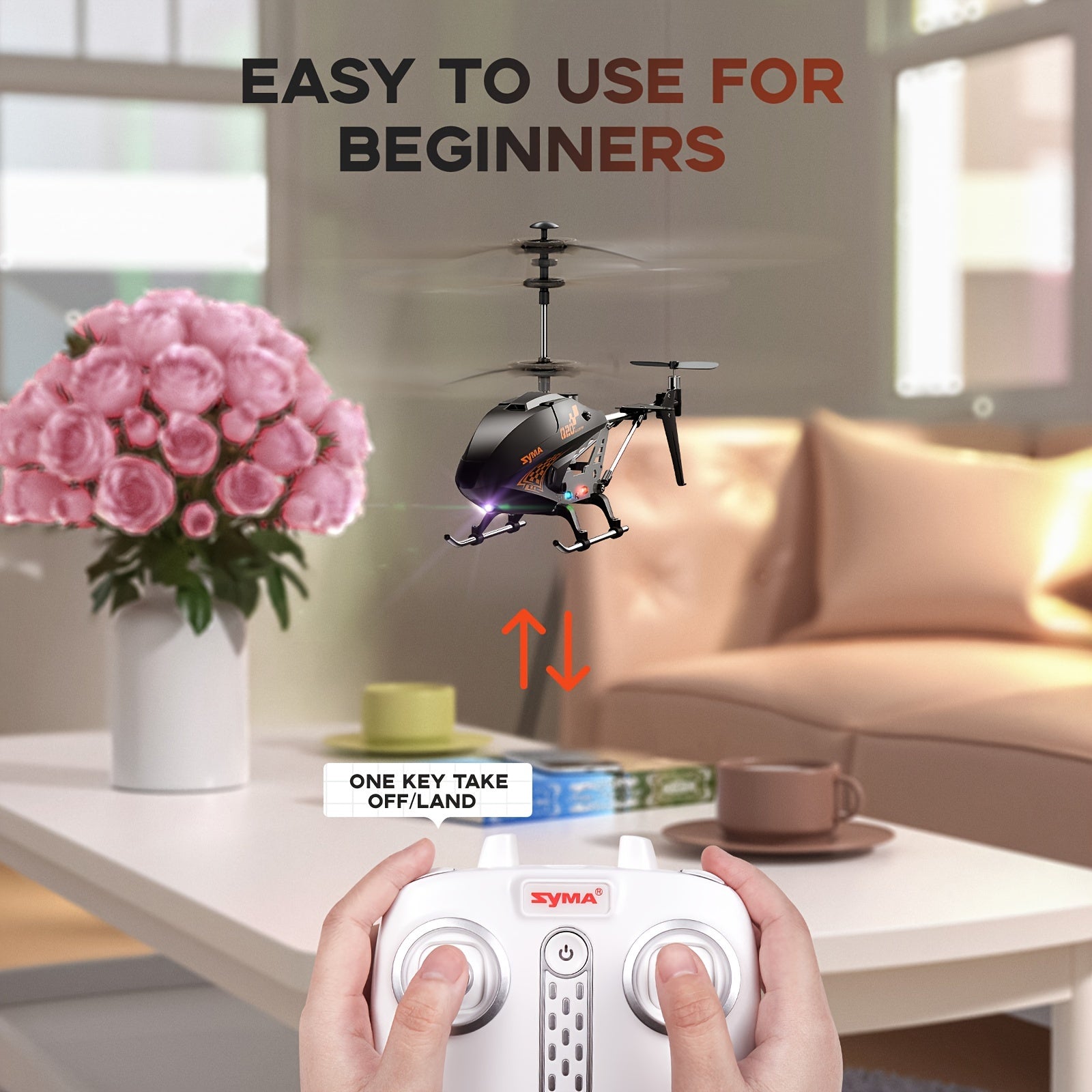 RC Helicopter Altitude Hold One-Key Takeoff Landing 3.5CH Gyro Stabilizer Indoor Flying Toy Alloy Frame Kids Boys Girls Ages 8-12 Birthday Christmas Valentine Gift