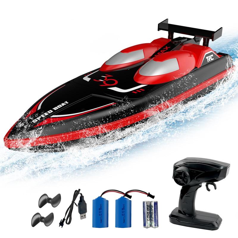 Self-Righting RC Boat for Kids and Adults, Remote Control Racing Speedboat with 2 Batteries for Pools, Ponds and Lakes, Red or Green