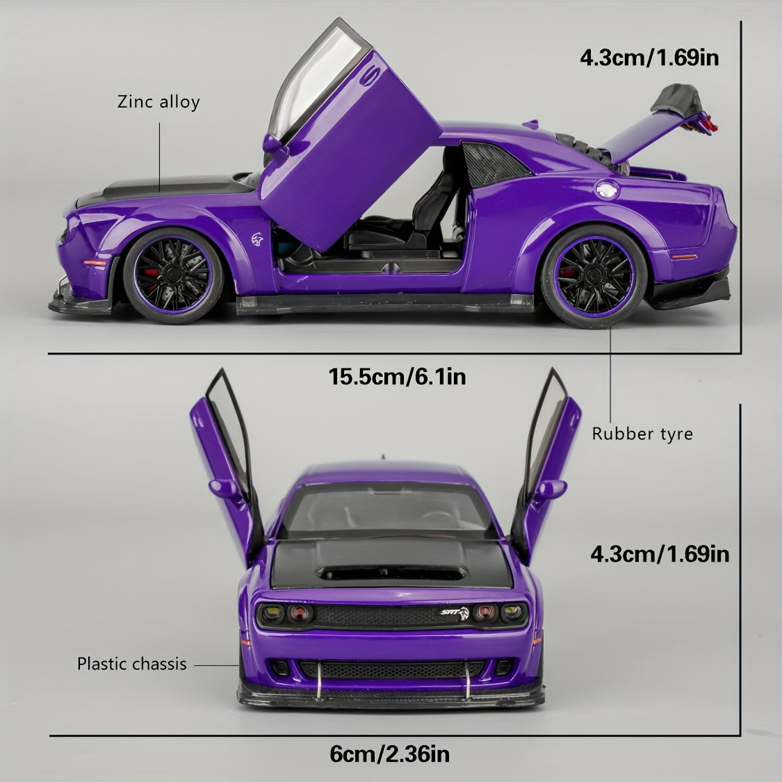 1:32 Scale Dodge Hellcat Alloy Die-Cast Car Model – Openable Doors, Display Base, Collectible Ornament Gift for Birthday, Christmas & New Year
