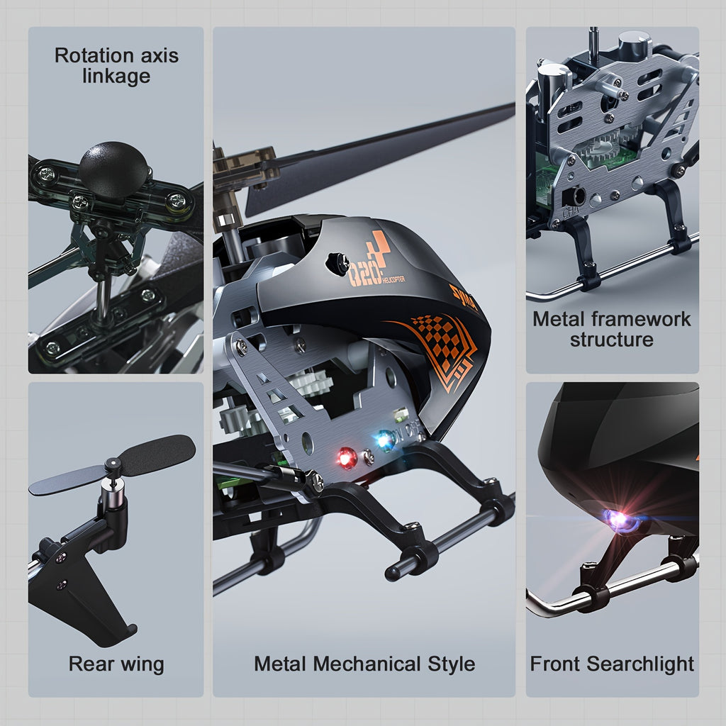 RC Helicopter Altitude Hold One-Key Takeoff Landing 3.5CH Gyro Stabilizer Indoor Flying Toy Alloy Frame Kids Boys Girls Ages 8-12 Birthday Christmas Valentine Gift