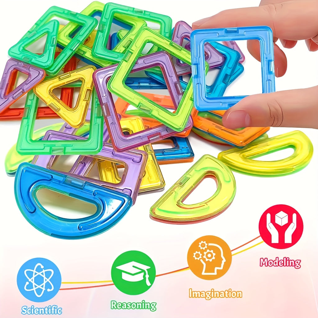 Magnetic Tiles 60pcs STEM Building Blocks Set - Educational Multicolor Magnet Construction Toy for Kids Ages 3+, Creative Birthday Christmas Gift for Boys & Girls