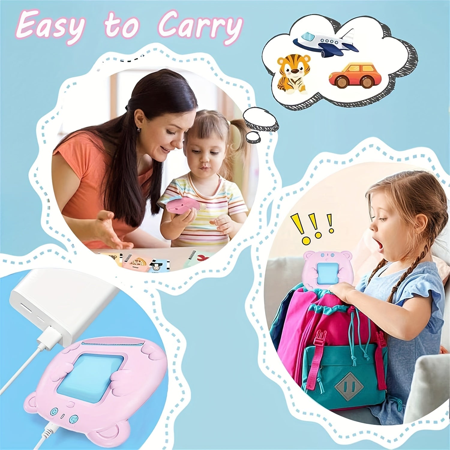 Talking Flash Cards Bear Shaped Sight Words Educational Learning Toy Toddler Kindergarten Preschool Speech Gift Kids Ages 2-6