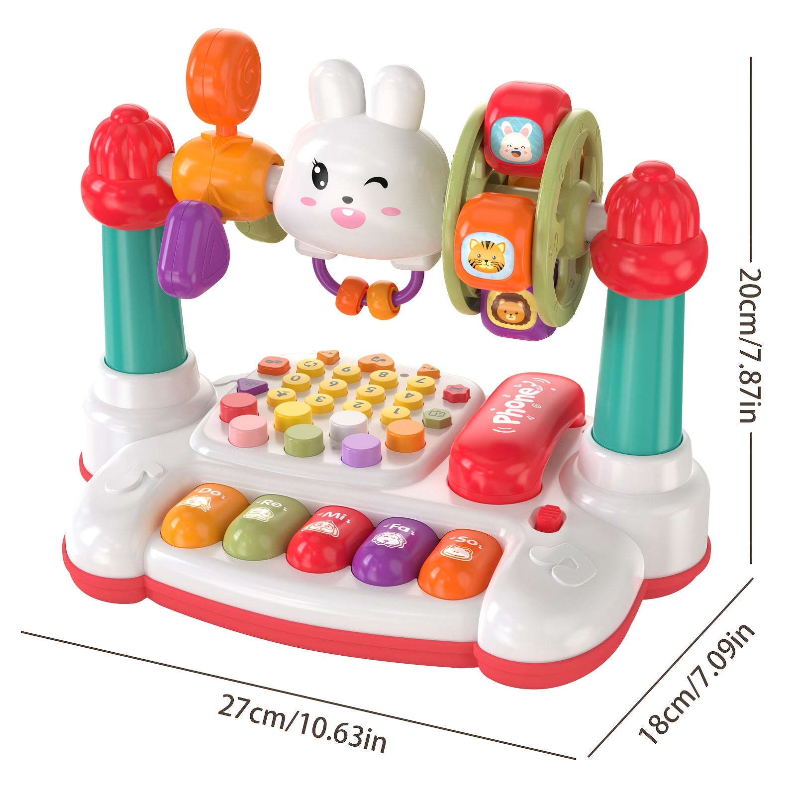 JOVOW Rabbit Story Machine – Multifunctional Kids Phone Toy with Piano, Music & Light, Multiple Modes, Educational Sensory Toy for Toddlers, Easter Halloween Birthday Christmas Gift for Boys Girls