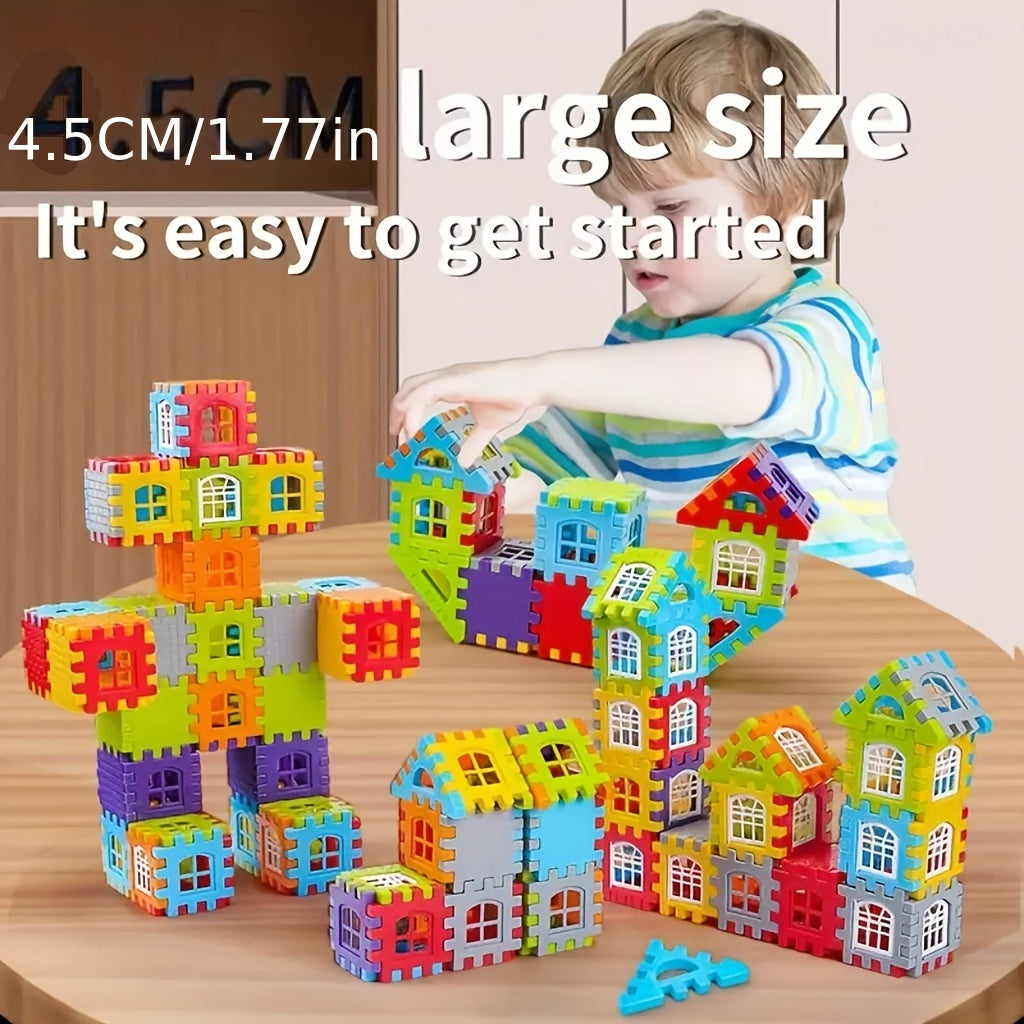 140pcs House Building Blocks Set STEM Colorful Interlocking Bricks with Window Roof Pieces Preschool Construction Toy for Boys Girls Ages 3+ Birthday Christmas Gift