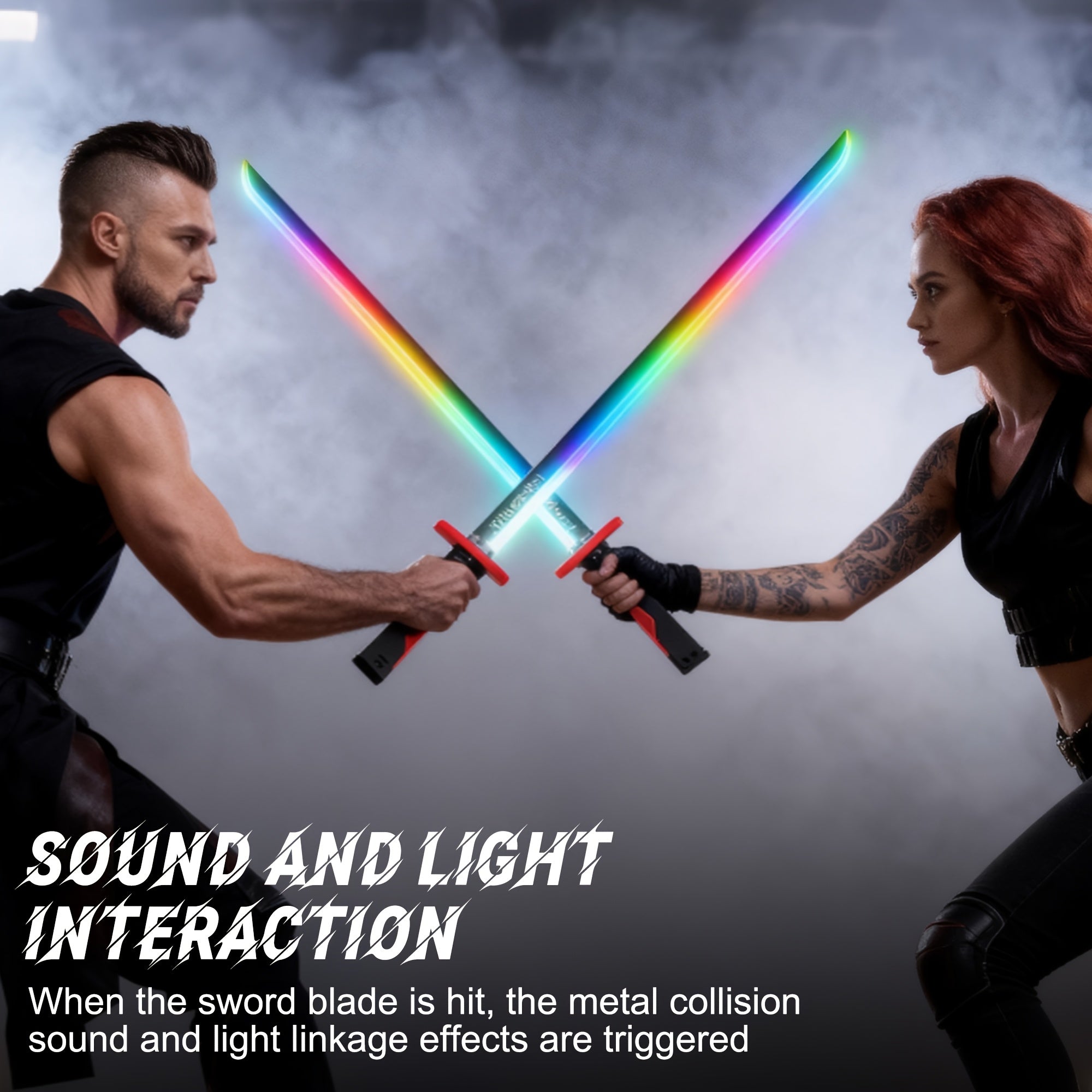 Cyberpunk Neon Sword 31.5" with Hit Sensor, Spark Blade, Fog & Sound Effects – Type-C Rechargeable LED Cosplay Prop for Rave, LARP, Halloween & Display, Ages 16+