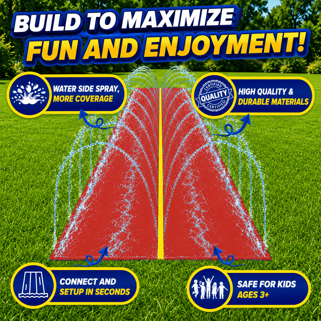 Dual Lane Water Slide for Kids 18x5FT Outdoor Lawn Slip Slide with Zigzag Sprinkler – Heavy Duty PVC Summer Water Toy for Boys Girls Ages 3+