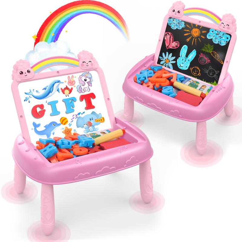 Double-Sided Magnetic Drawing Board for Toddlers, Unicorn Erasable Doodle Sketch Pad with Magnetic Letters and Numbers, Mess-Free Reusable Writing Easel, Early Learning Educational Toy for Girls Ages 1-3, Birthday Christmas Gift