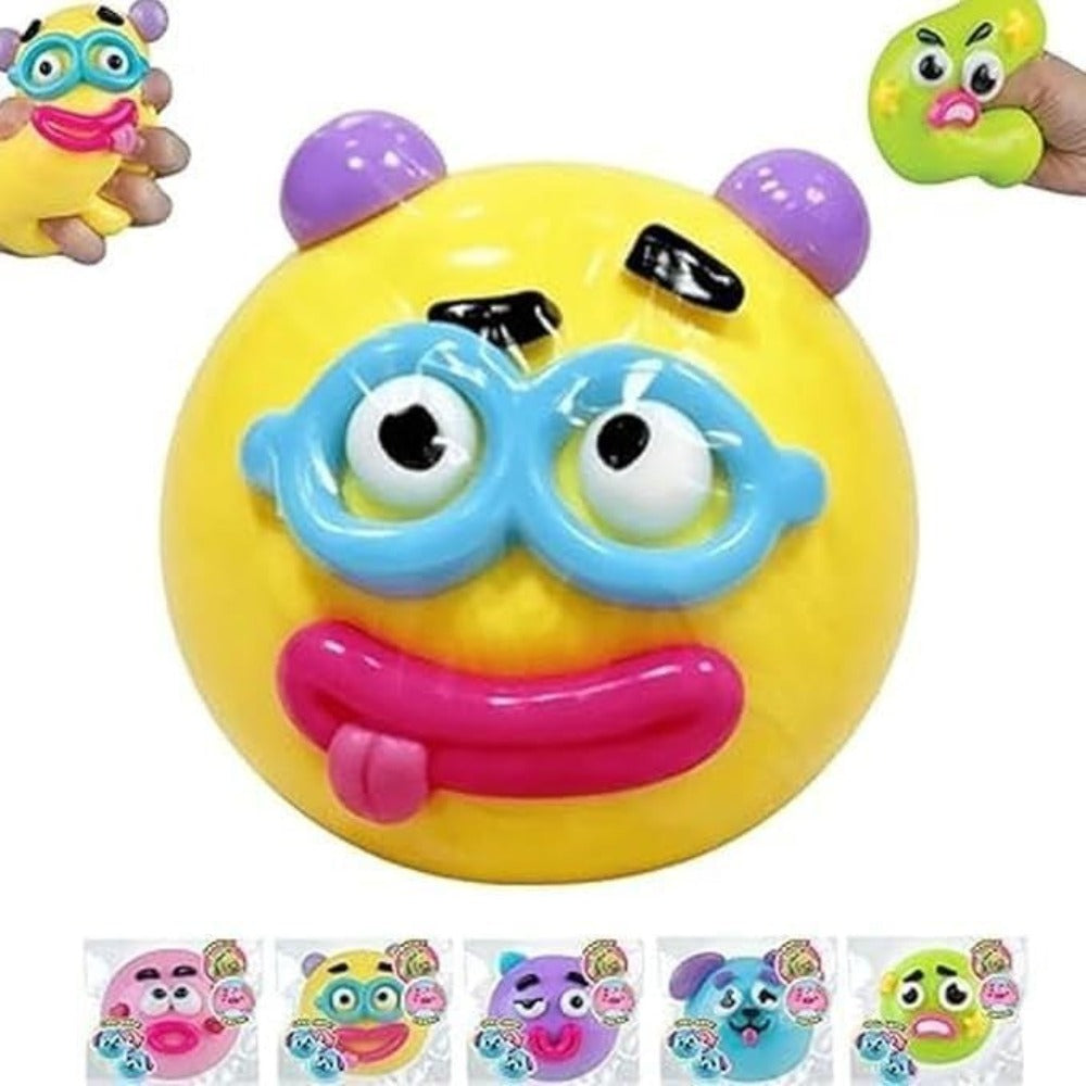 Funny Face Stress Relief Squeeze Ball with Accessories - Quick Rebound Soft Squeezing Toy Anxiety Relief Relaxing Gift Pink Green Purple Yellow Blue