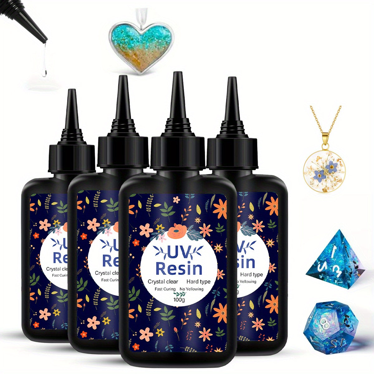 UV Resin Fast-Curing High-Viscosity UV Epoxy Resin for Jewelry Making, Handicrafts & Casting – Transparent, Multiple Sizes 200g to 1000g