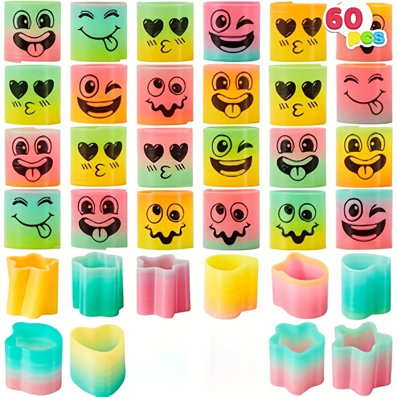 Rainbow Spring Coil Fidget Toys Bulk 60pcs Mini Stress Springs – Goodie Bag Stuffers for Kids Birthday Party, Carnival Prize, Easter Basket & Classroom Reward Supplies