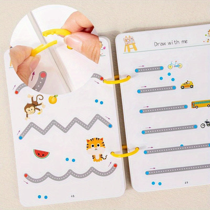 64-Page Reusable Magic Wipe Clean Exercise Book for Kids - Pen Control & Tracing Practice Book, Educational Writing Activity Book, Back to School Gift for Toddlers Preschoolers