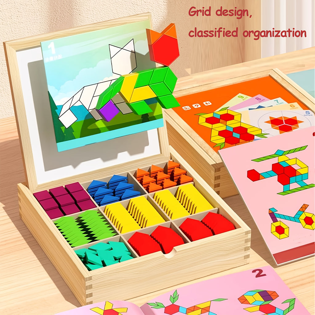 Magnetic Wooden Puzzle for Kids Ages 3-8 – Creative Geometric Shape Building Blocks STEM Educational Toy 128-280 Pieces
