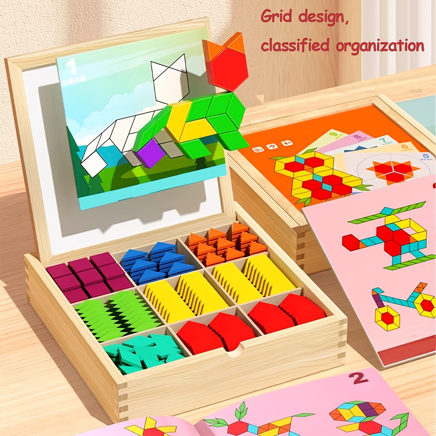 Magnetic Wooden Puzzle for Kids Ages 3-8 – Creative Geometric Shape Building Blocks STEM Educational Toy 128-280 Pieces