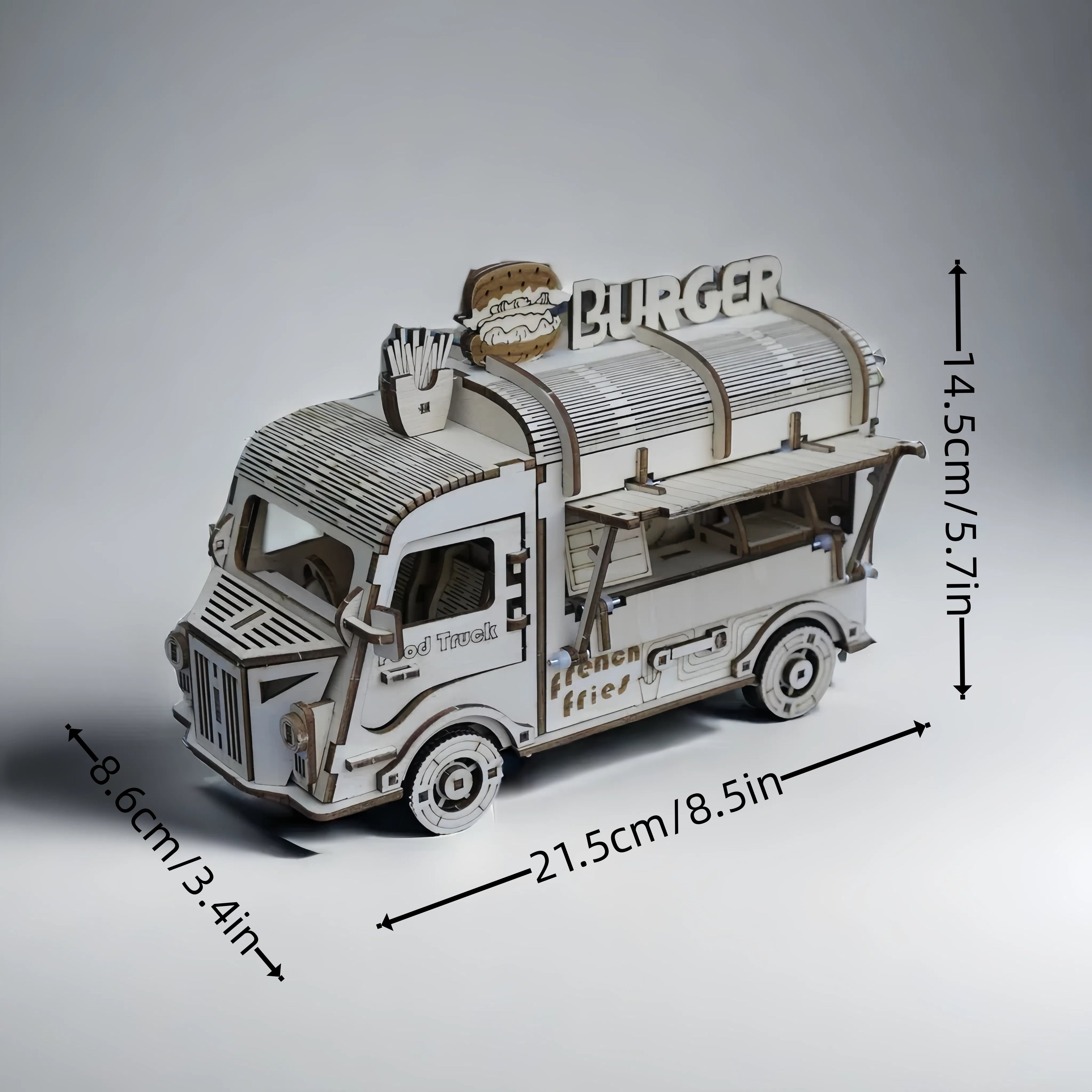 3D Wooden Puzzle Fast Food Truck Model Kit Basswood DIY Assembly Building Toy, Creative Wood Craft Gift for Adults Teens Kids, Christmas Halloween Birthday Present