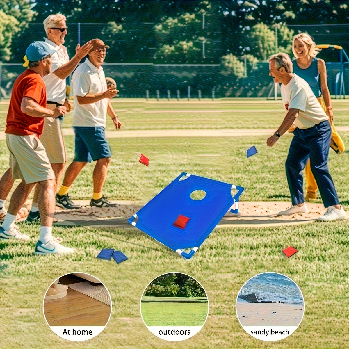 Cornhole Game Set 2 Boards 6 Bean Bags Carry Bag - Indoor Outdoor Backyard Party Beach Camping Tailgate Game for Kids Adults - Birthday Christmas Halloween Gift