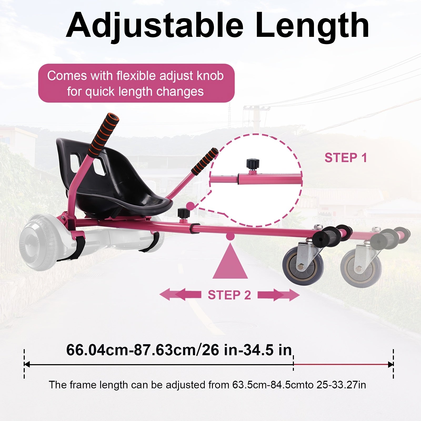 Hoverboard Go Kart Attachment for 6.5"-10" Hoverboards – Kids Hover Cart Seat Conversion Kit with Off-Road Tires, Shock Absorber & 360° Steering – Birthday Christmas Gift (Hoverboard Not Included)
