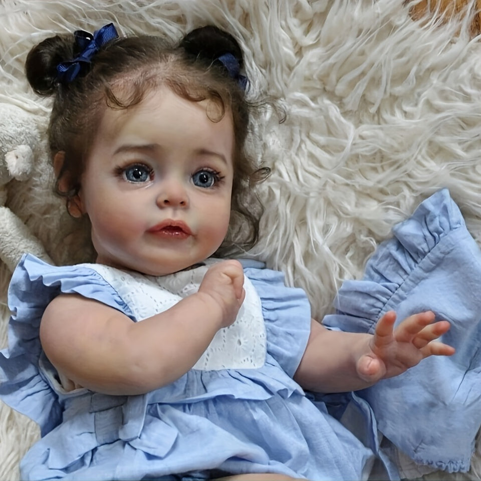 Weighted Reborn Baby Doll Girl 20 Inch Lifelike Newborn – Hand-Painted Details Implanted Eyelashes Movable Arms Fits Newborn Clothes Kids Collectors Birthday Christmas Gift