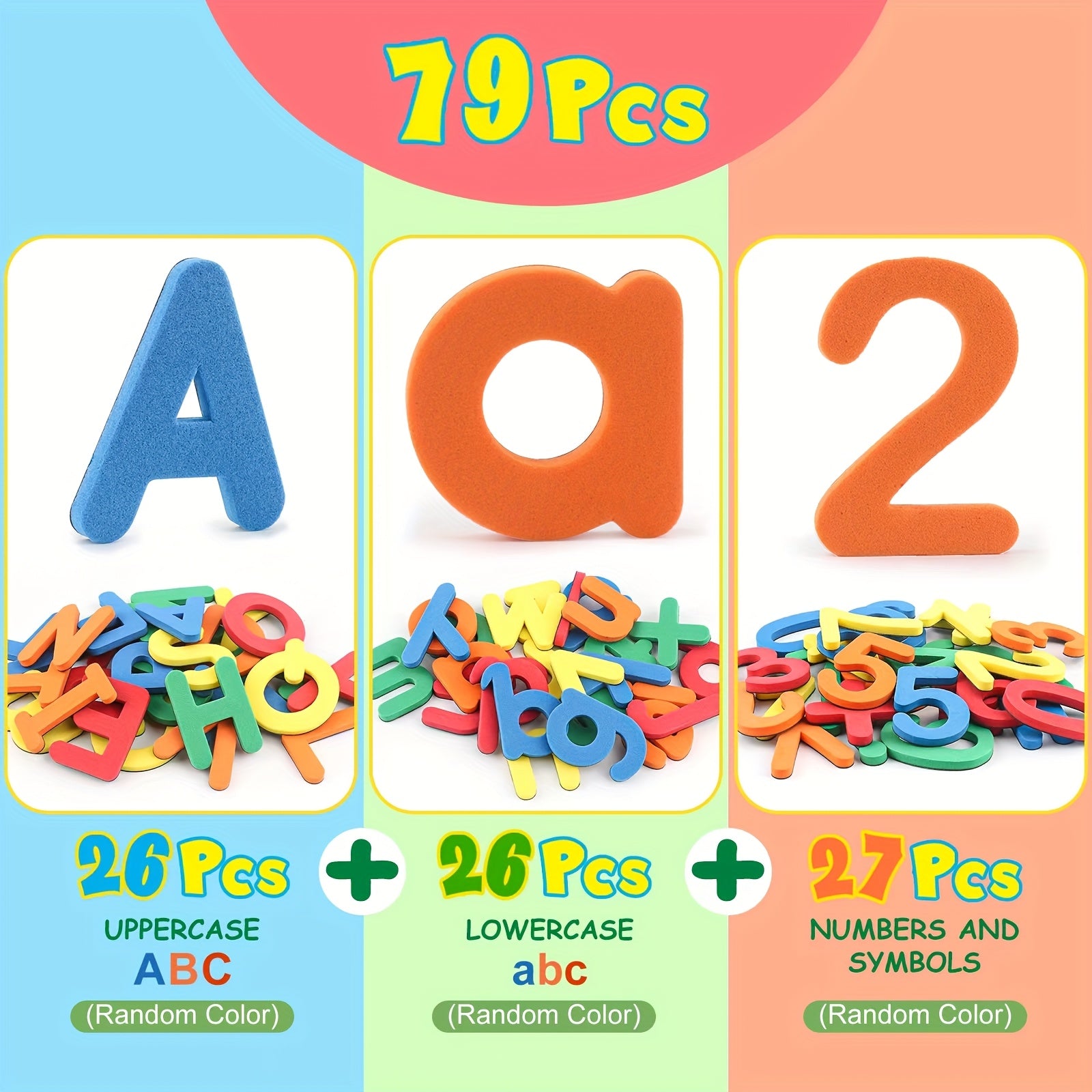 Magnetic Alphabet & Numbers Set 79 Pcs Colorful – Educational Spelling & Counting Learning Toy for Kids Toddlers Fridge Magnets