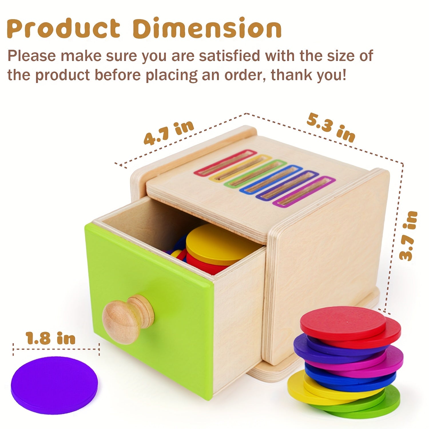 Wooden Color Sorting Toy with Drawers for Toddlers – Montessori Object Permanence Fine Motor Skills Educational Toy for Baby 12-18 Months Boys & Girls