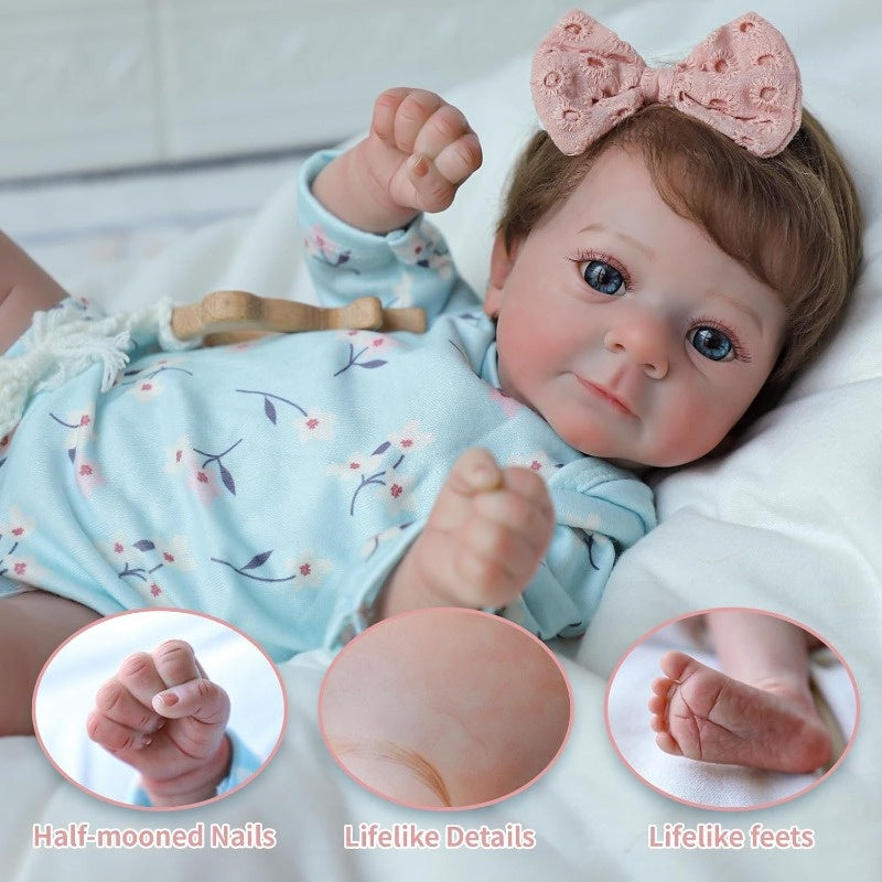 VIVDOLL 18 Inch Realistic Sleeping Newborn Reborn Doll with Soft Body – Anime Theme Lifelike Baby Doll for Kids Ages 3+ & Collectors, Doll Only, Birthday Christmas Gift, 45cm