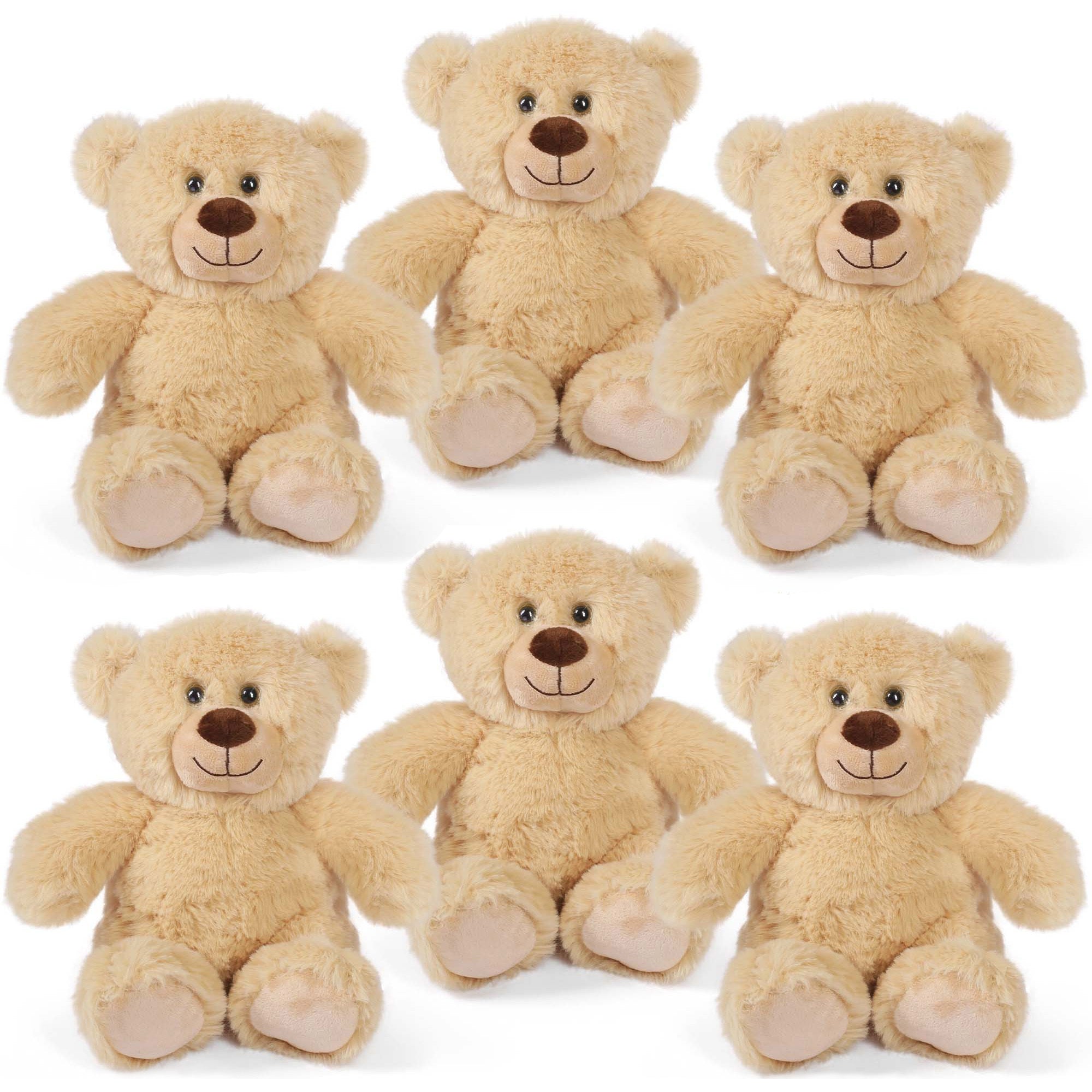 6 Pack Teddy Bear Stuffed Animal 8 Inch – Bulk Teddy Bears Plush Toy Set for Kids Boys Girls, Party Favors, Christmas Birthday Valentine’s Day Gift, Dark Brown Light Brown Mix