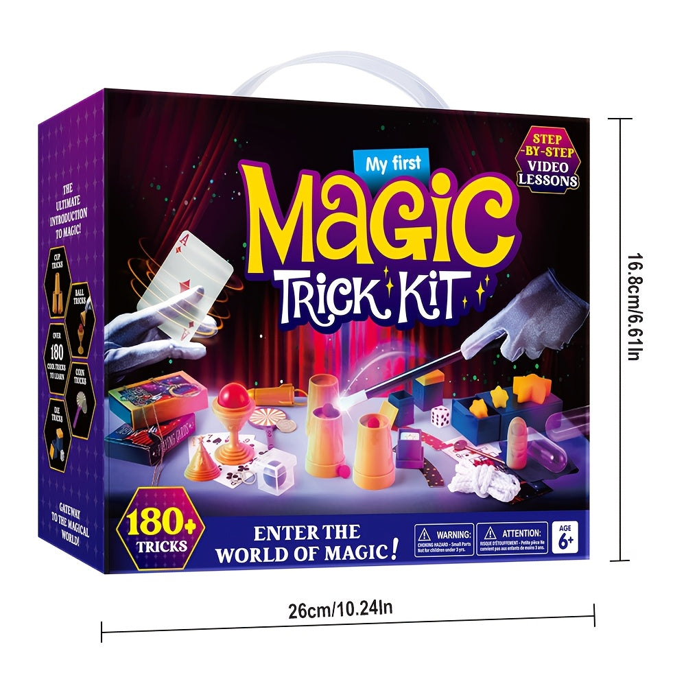 180+ Magic Tricks Kit for Kids – Beginner Magician Set with Video Lessons, Wand, Illusion Cards & Props – STEM Performance Toy – Birthday & Christmas Gift for Boys & Girls Ages 6+