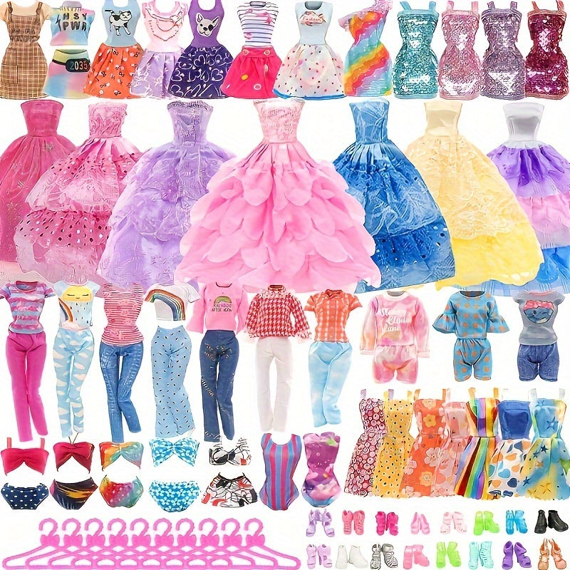 Fashion Doll Clothes Set 42pcs for 11.5 Inch Dolls – Evening Dresses Tops Trousers Bikinis Skirts & Hangers Assorted Dress-Up Kit Gift for Girls Ages 3+ Birthday Christmas