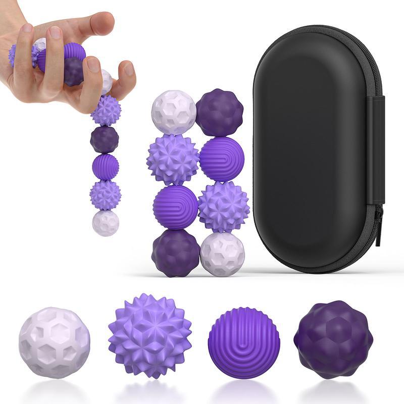 Silicone Fidget Balls Set with Elastic Texture, Quiet Sensory Stress Relief Toys for Adults, Office Desk Breaks and Colorful Gift Ideas