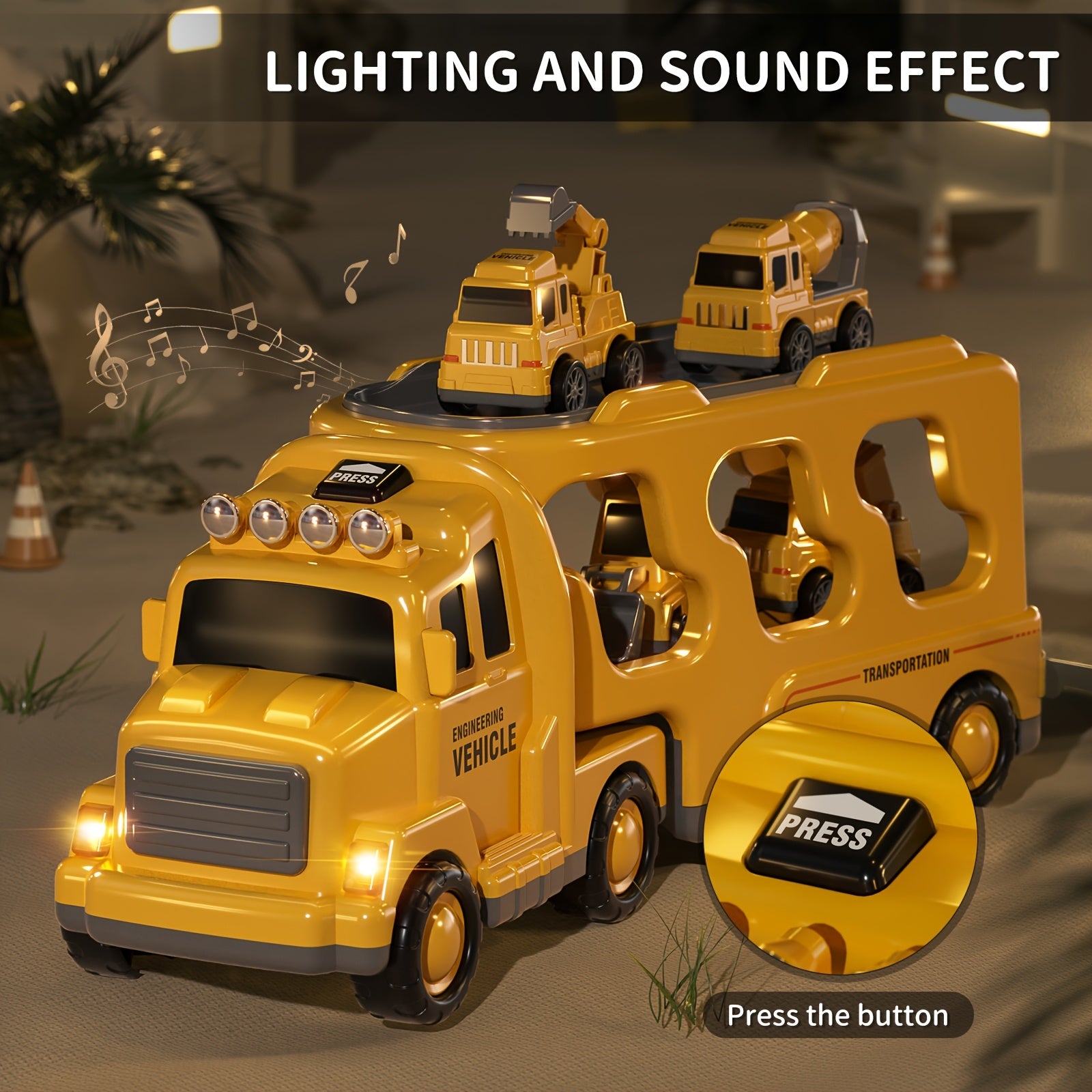 Construction Vehicles Transport Truck Carrier Toy for Kids Ages 3-7 – Car Hauler Playset for Boys & Girls, Birthday & Christmas Gift