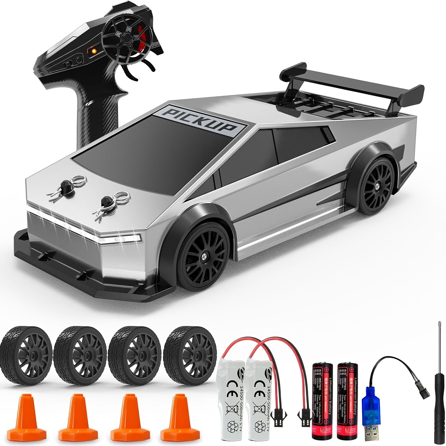 RC Car 1:24 Scale 4WD High Speed Drift Car with LED Lights & 2.4GHz Remote Control – All Terrain Off-Road Toy Car for Kids Boys Girls, Birthday Christmas Halloween Gift