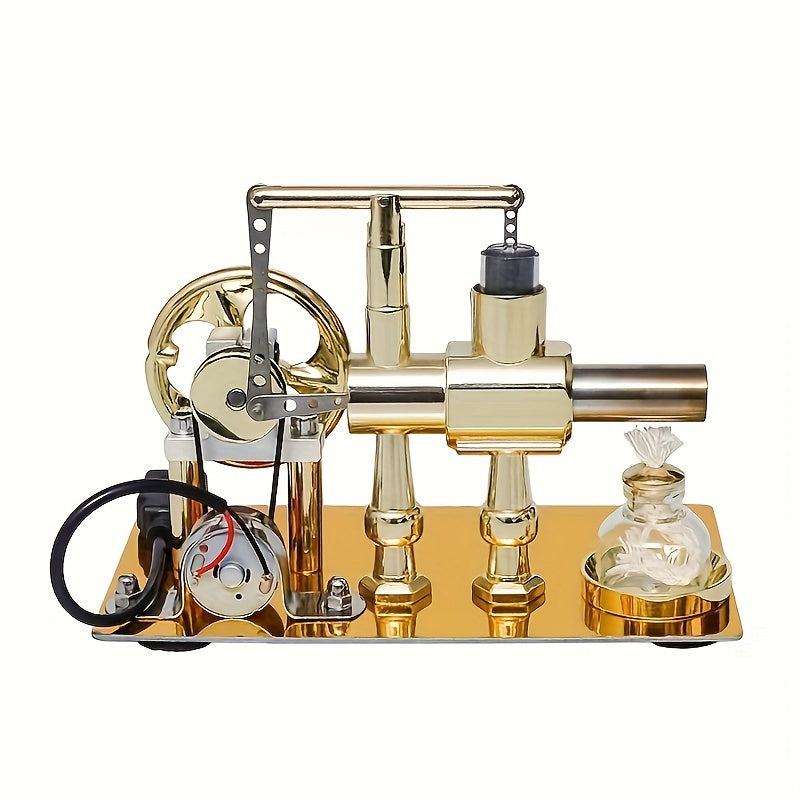 Stirling Engine Generator Kit Single Cylinder Stainless Steel – Educational Physics Science Experiment Model for STEM Hobbyists & Inventors