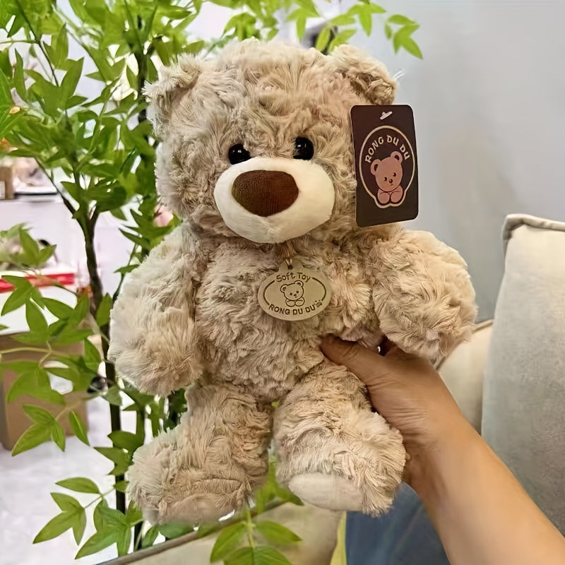 Realistic Teddy Bear Stuffed Animal Plush Toy - Super Soft Cute Huggable Bear Plushie for Room Decor, Birthday Christmas Holiday Gift for Kids Adults Friends Family, Brown & Beige