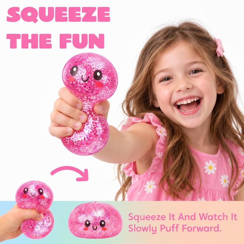 Glitter Dumpling Squishy Toy Mystery Box, Random Color Soft Sensory Fidget with Mini Steamer Storage for Desk Breaks and Surprise Gifts