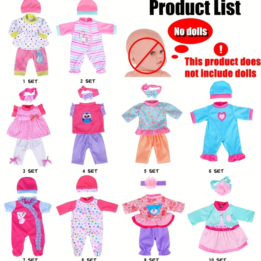 Baby Doll Clothes 10 Sets for 10 12 Inch Newborn & 14 Inch Dolls – Unique Outfits Variety Pack Easy On Off Wardrobe Gift for Kids Ages 3+