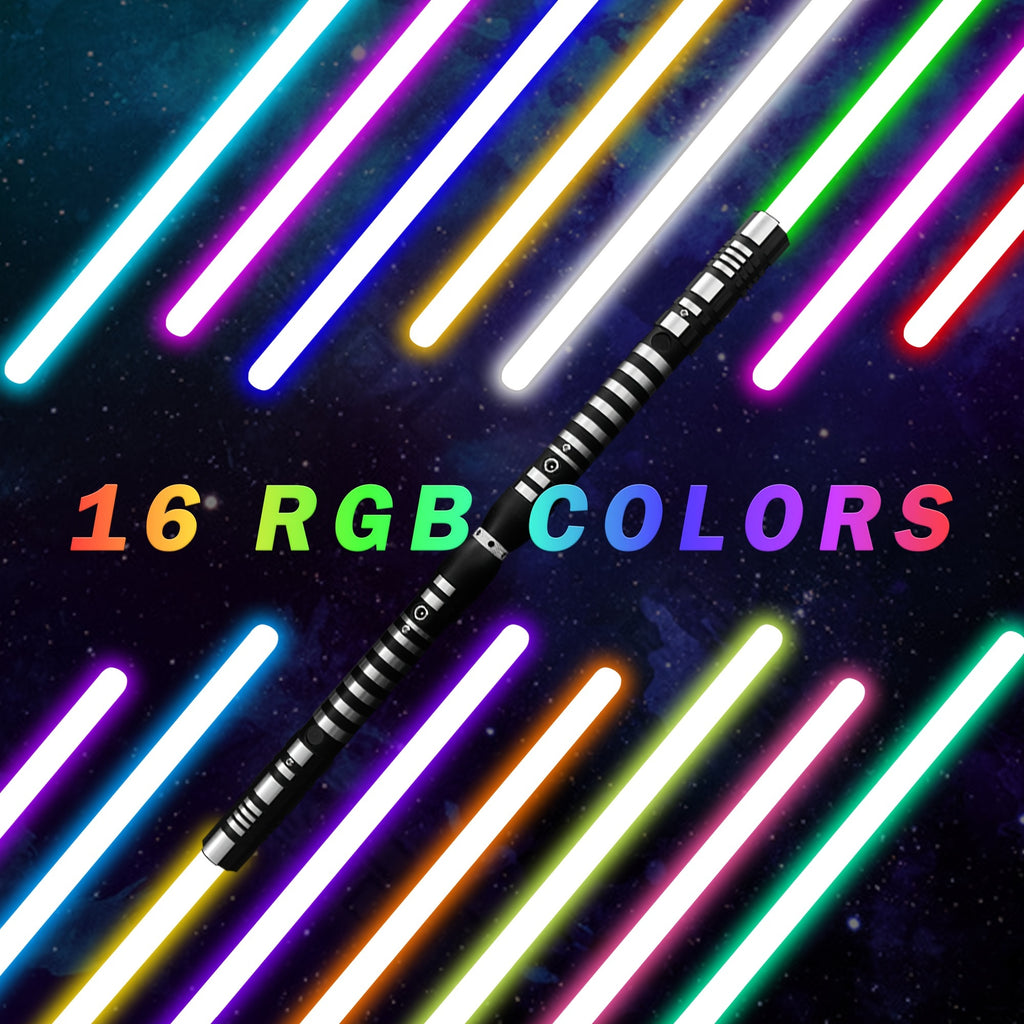 78 Inch Dueling Saber 2-in-1 Light Up Sword 16 Color Lights 3 Movie Sound Effects Mute Double Player Halloween Cosplay Birthday Party Gift