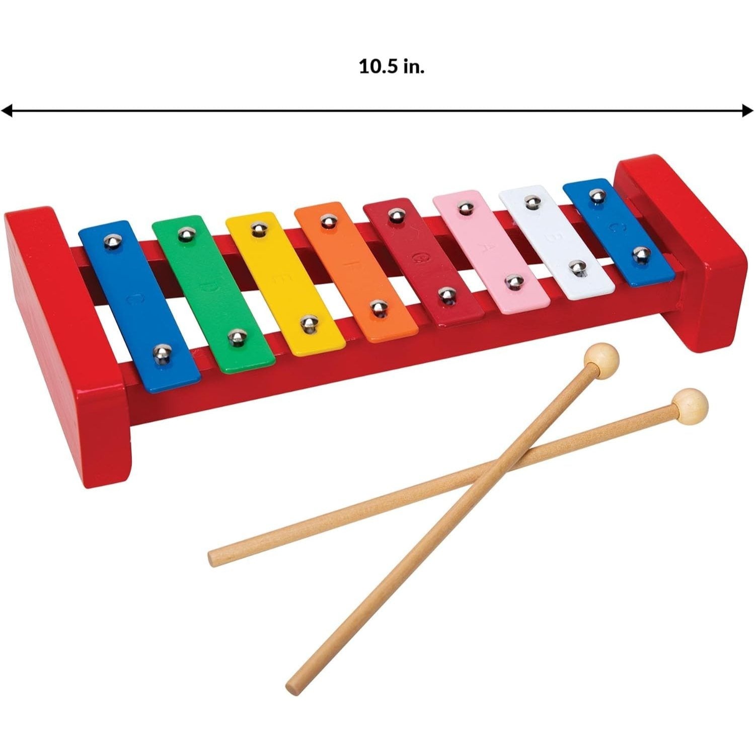 Wooden Xylophone for Kids - 8 Colorful Metal Keys with Musical Notes, 2 Mallets Included, Toddler Musical Instrument Toy Ages 3+, Birthday Gift for Boys & Girls