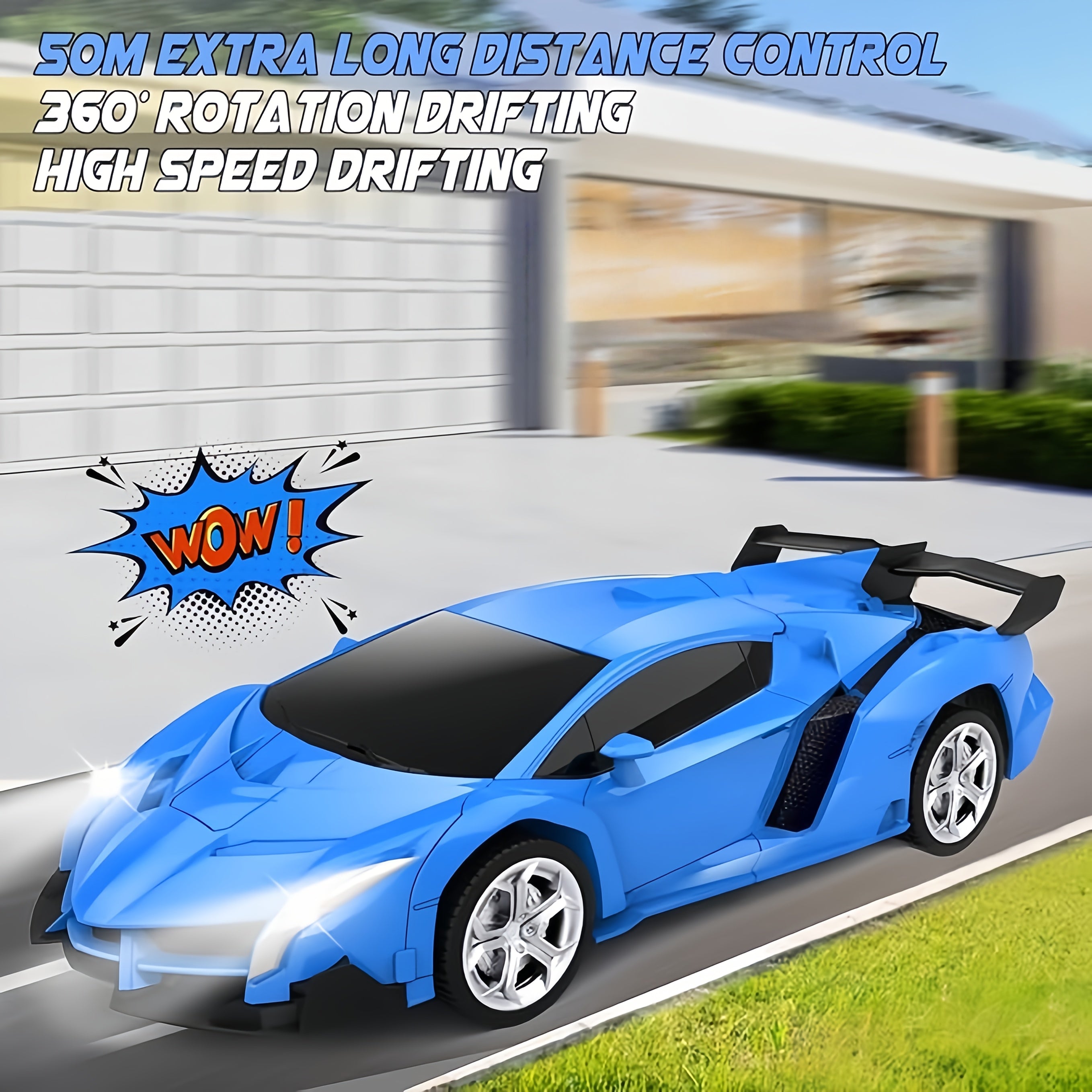 Transform RC Car Robot Toy 1:18 Scale One-Button Transformation LED Headlights 360-Degree Drift – Kids Gift for Christmas Birthday Easter Boys Girls