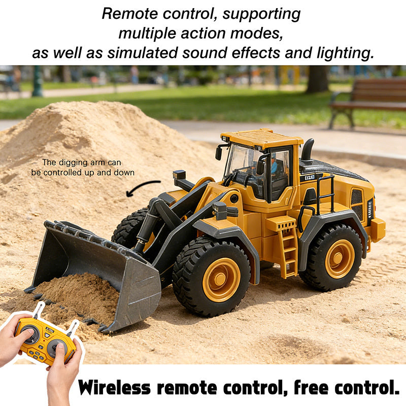 RC Alloy Loader Excavator Engineering Toy Set 2.4GHz 1:20 Scale - 9 Channel Remote Control Bulldozer Tractor Dump Truck for Boys Ages 6-12, Birthday Gift