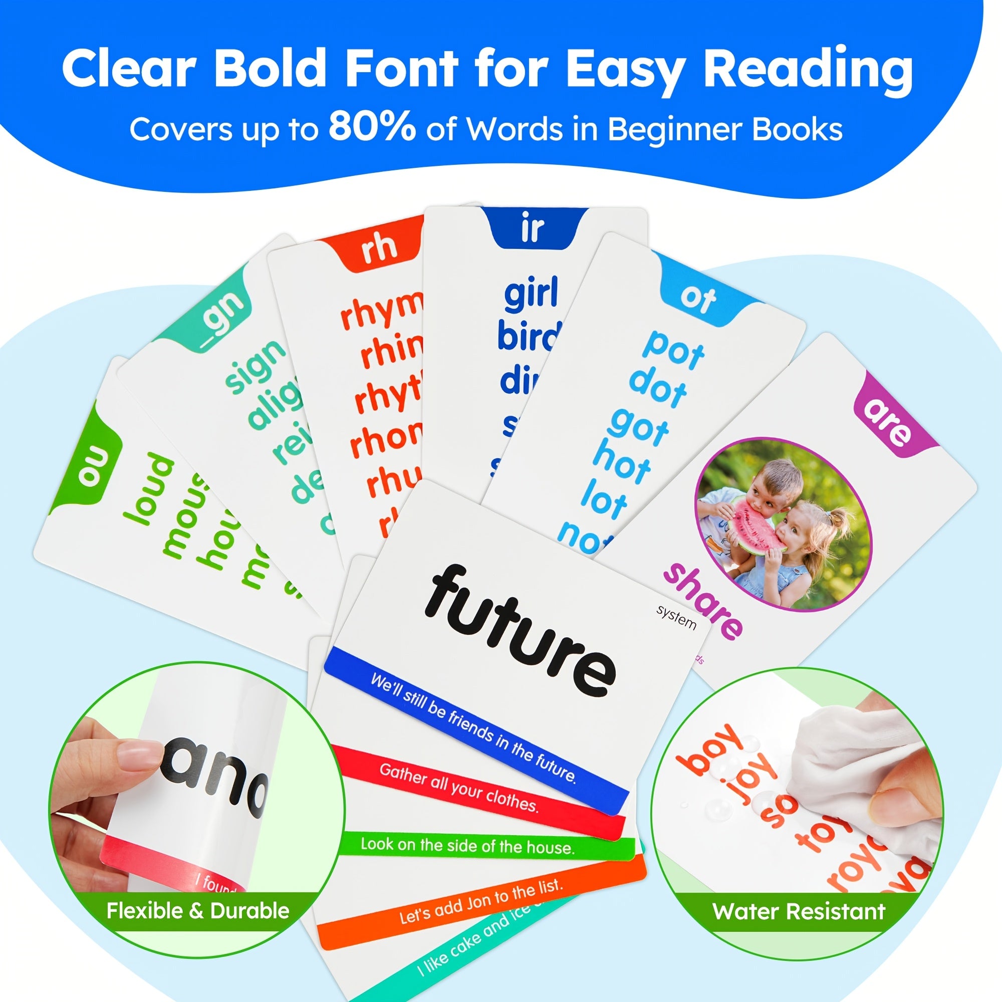 500 Sight Words & 150 Phonics Flash Cards Set – 1000+ Words, Dolch & Fry High Frequency Words, CVC Blends & Long Vowels, Learn to Read for Pre-K to 3rd Grade Kids
